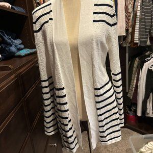 Lety & Me White with navy stripes cardigan
